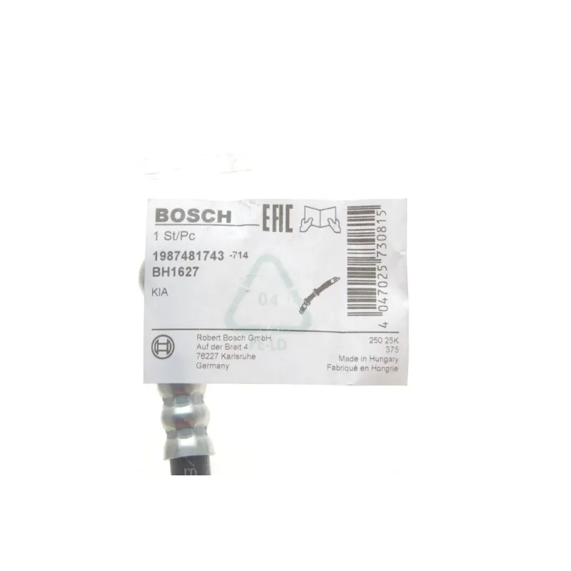 Шланг гальмівний задній BOSCH 1 987 481 743 для Kia Sorento I (JC) 2002-2011 (L=226мм)
