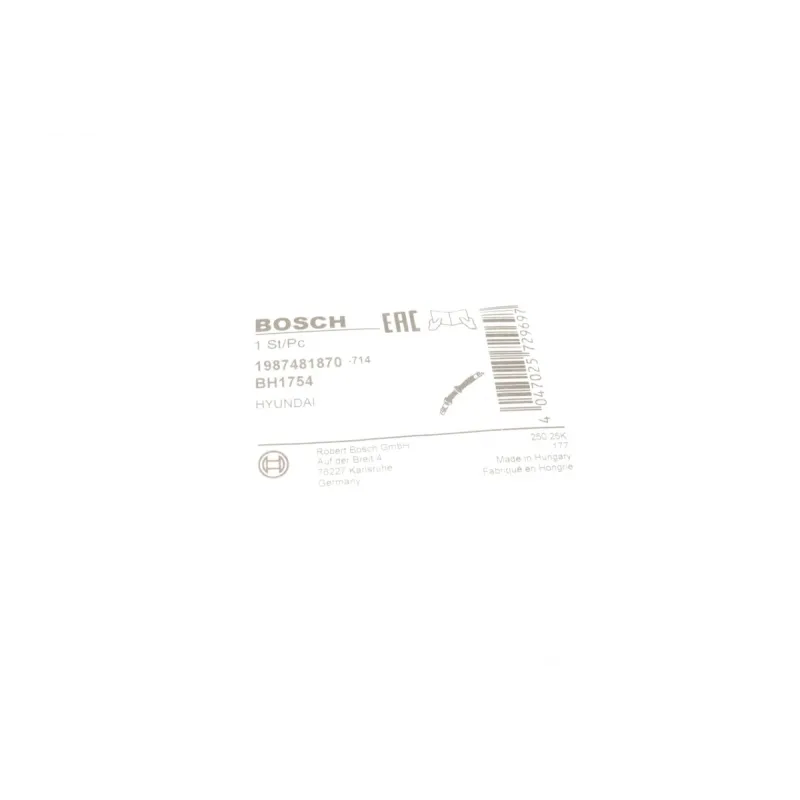 Шланг гальмівний передній BOSCH 1 987 481 870 для Hyundai Santa Fe II, Kia Sorento II 320 мм