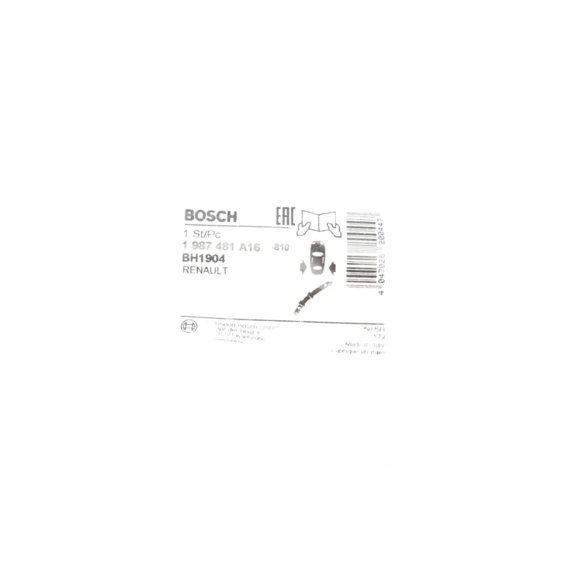 Шланг гальмівний задній BOSCH 1 987 481 A16 для Renault Master III 2.3 dCi 515 мм