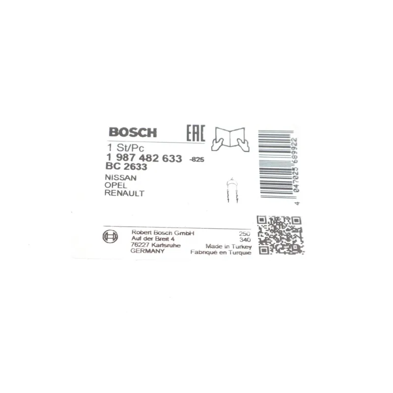 Трос ручника центральний BOSCH 1 987 482 633 для Opel Vivaro 2001-2014 (L=1245мм)