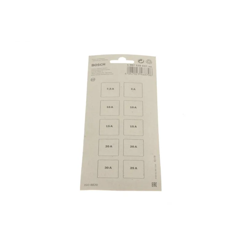 Комплект запобіжників BOSCH 1 987 529 037 (5A/7.5A/10A/15A/20A/25A/30A, 10 шт.)