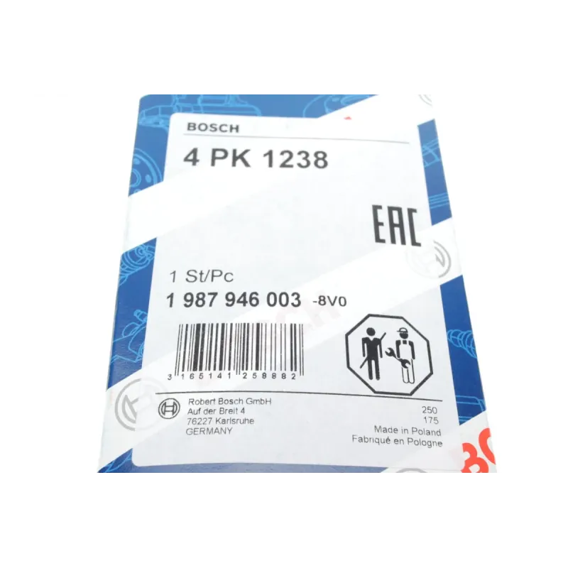 Поліклиновий ремінь BOSCH 1 987 946 003 для Renault Clio II 1.4i/1.6 1998-2003, 4PK1238