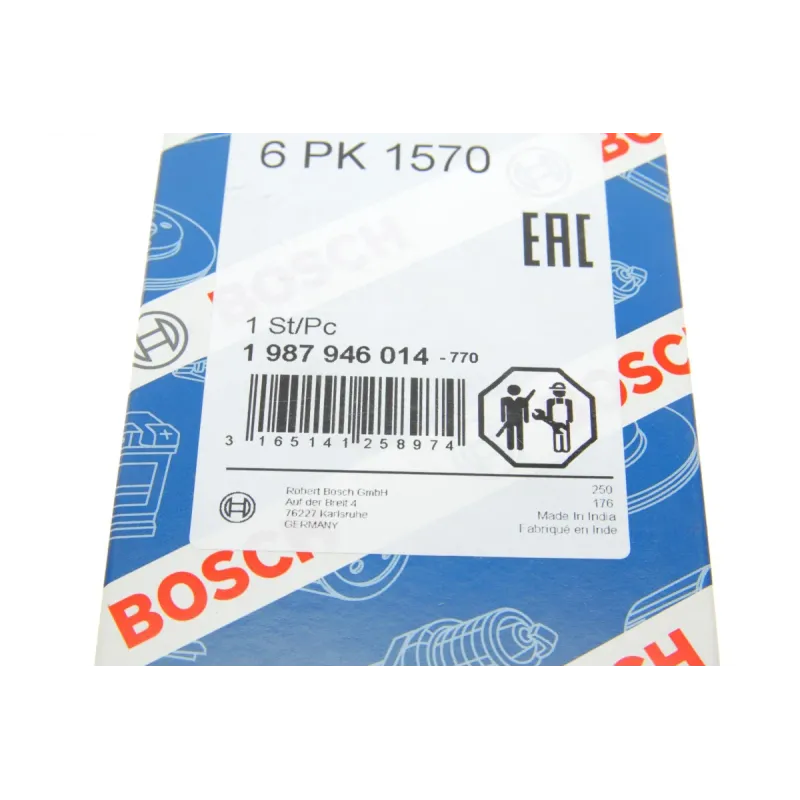 Ремінь генератора BOSCH 1 987 946 014 для Audi A4/A6 1.6-2.0 2000-2008 (6PK1570)