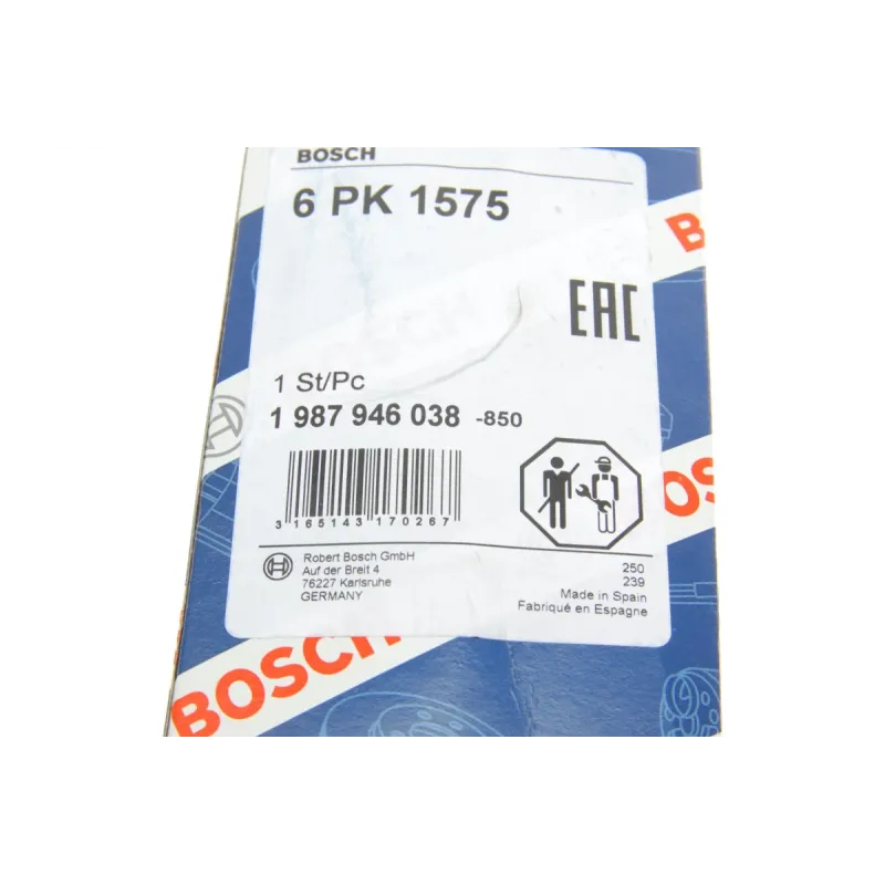 Ремінь генератора BOSCH 1 987 946 038 для Audi A4 1.6-2.0 2000-2008, 6PK1575