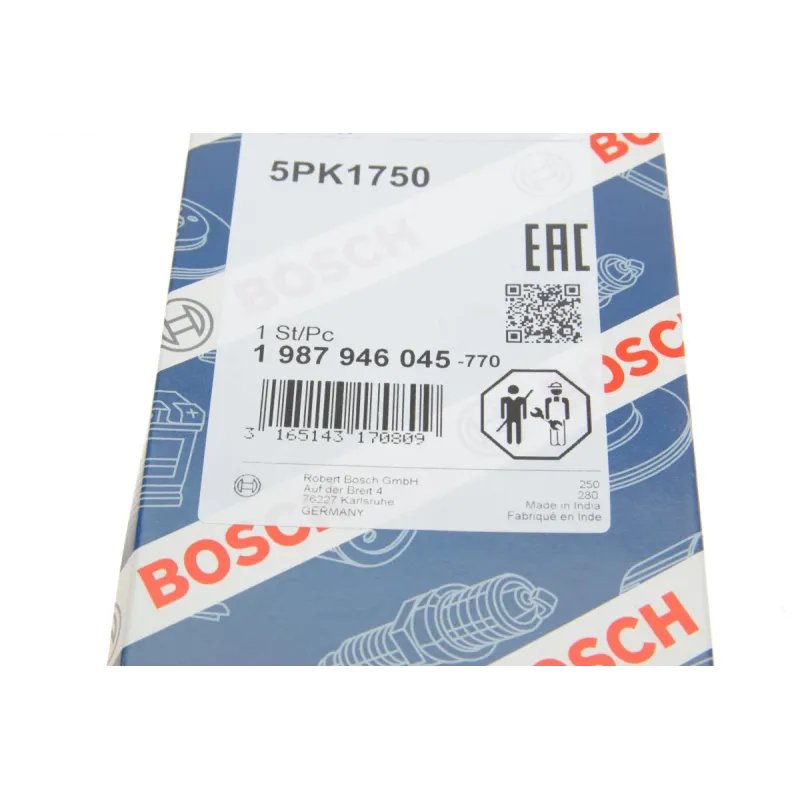 Ремінь генератора BOSCH 1 987 946 045 для Renault Kangoo 1.4/1.6i 1997-, 5PK1750