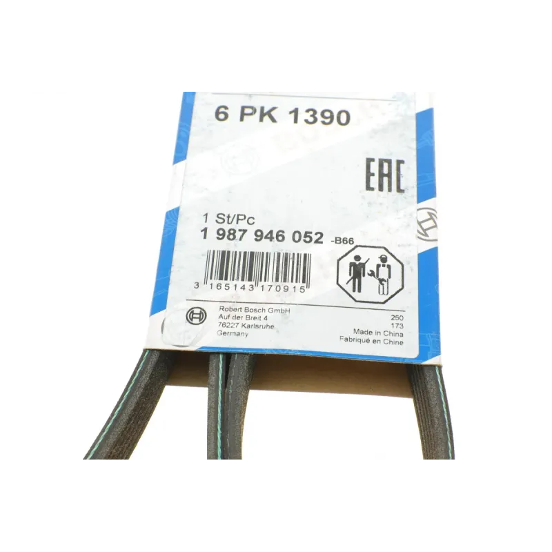 Поліклиновий ремінь BOSCH 1 987 946 052 для Citroen Berlingo 1.9D 1998-2005, 6PK1390