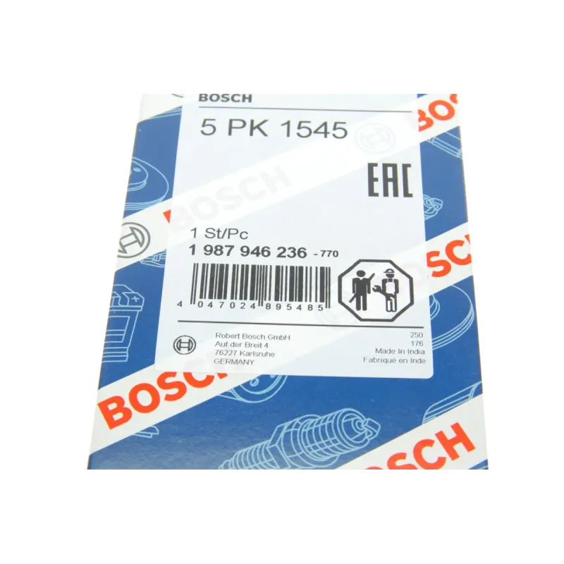 Ремінь генератора BOSCH 1 987 946 236 для Opel Zafira B, Astra H, Suzuki Grand Vitara 1.6, 1.8, 2.0 5PK1545