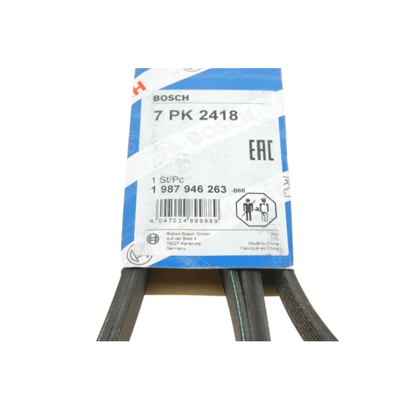 Ремінь генератора BOSCH 1 987 946 263 для Mercedes-Benz C-Class W203/W204 2002-2014, 7PK2418
