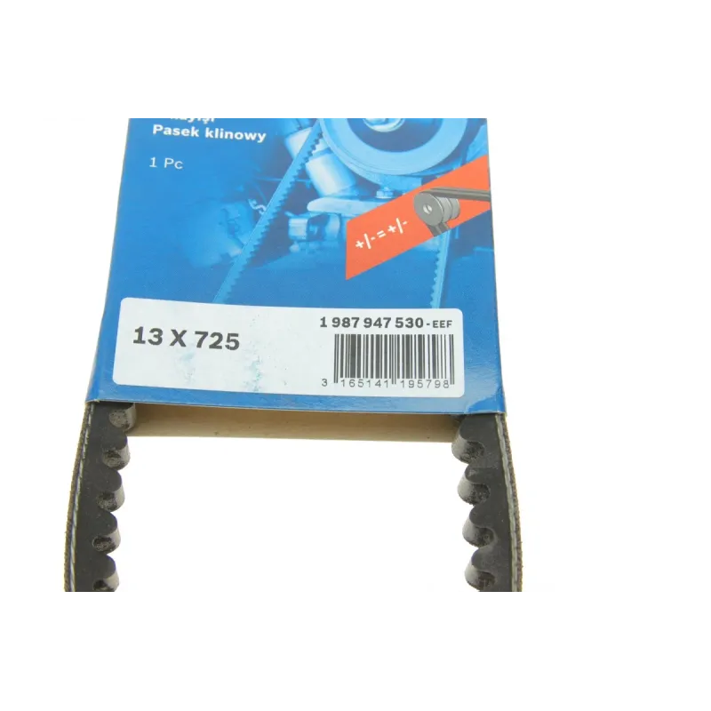 Ремінь генератора BOSCH 1 987 947 530 для Mazda 626 2.0D 1987-1991, Land Rover Defender 1990-2001 (13x725 мм)