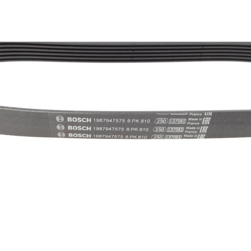 Ремінь генератора BOSCH 1 987 947 575 для Nissan Almera B10 1.6 16V 2006- 6PK810 810 мм