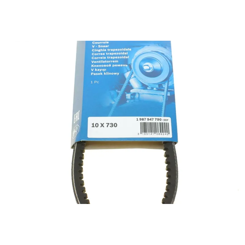 Ремінь генератора BOSCH 1 987 947 790 для VW Golf/Jetta/Passat 1.5-2.0 80-92, Seat Toledo 1.6/2.0 91-03 (10x730 мм)