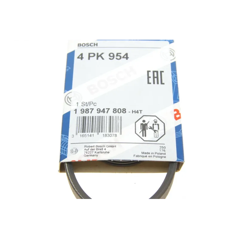 Ремінь генератора BOSCH 1 987 947 808 для Mitsubishi Pajero 3.0 V6 1990-2000, Chevrolet Matiz 1.0 2005-, 4PK954