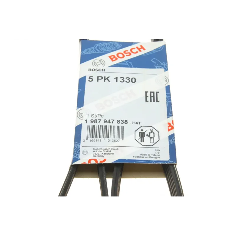 Ремінь генератора BOSCH 1 987 947 838 для Mitsubishi Galant 2.0/2.4 GDI 1996-2004, 5PK1330 мм