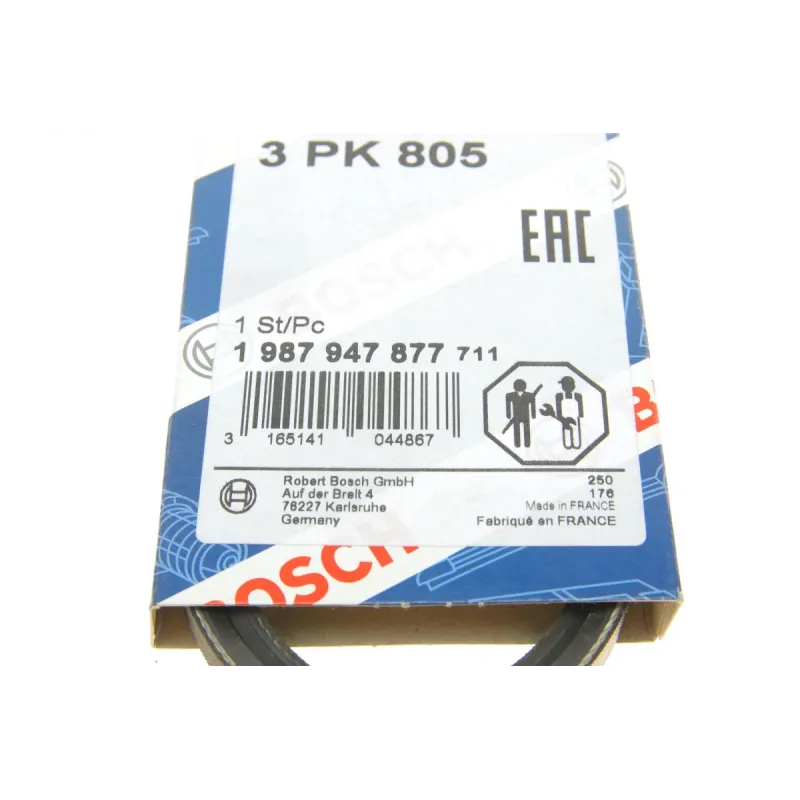 Ремінь генератора BOSCH 1 987 947 877 для Honda Accord III 1986-1987, Prelude III 1986-1987 (3PK800, 805 мм)