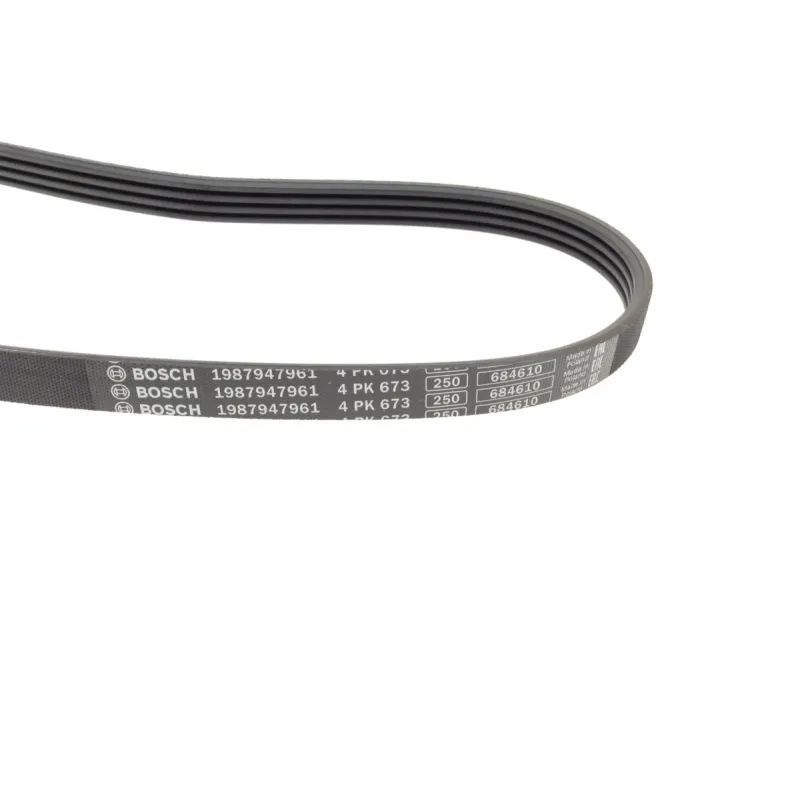 Ремінь генератора BOSCH 1 987 947 961 для Hyundai i10/i20/i30 1.1/1.6CRDi 08-13, Fiat Doblo/Punto/Stilo 1.2/1.4 01- (4PK673)