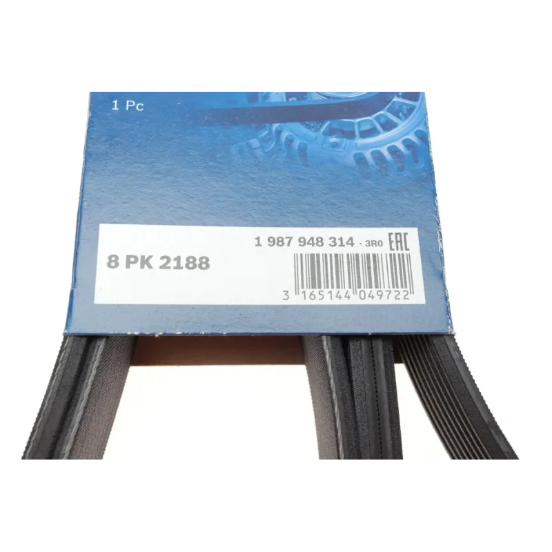 Ремінь генератора BOSCH 1 987 948 314 для Jeep Cherokee XJ 2.5Tdi 4x4 1996-2001, Opel Frontera A 2.5TDS 1996-1998 (8PK2188, 2188 мм)