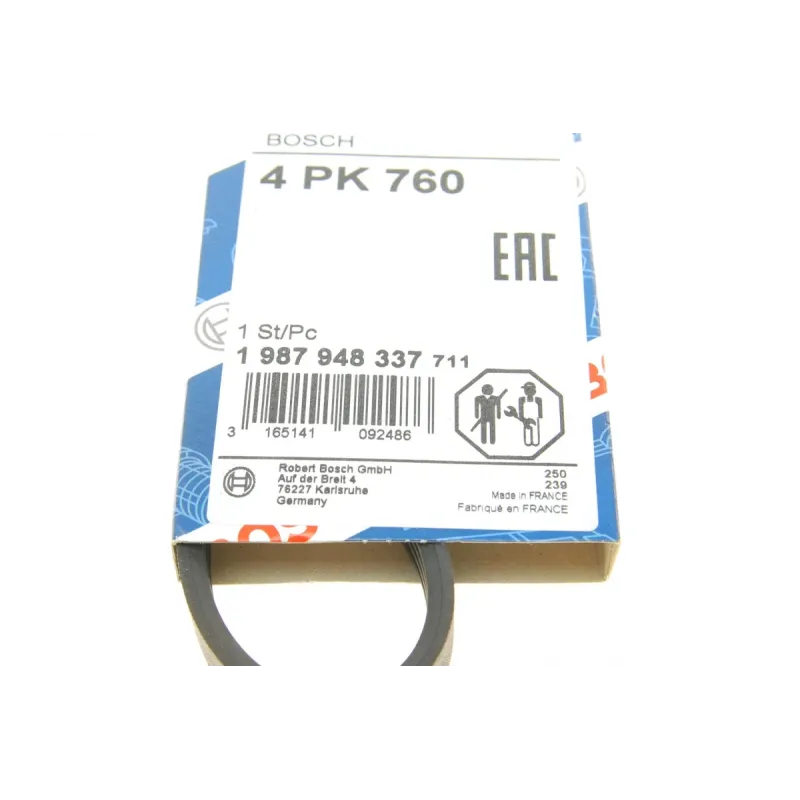 Ремінь генератора BOSCH 1 987 948 337 для Opel Agila 1.0/1.2 2008-2014, Suzuki Swift 1.2 2010-, 4PK760
