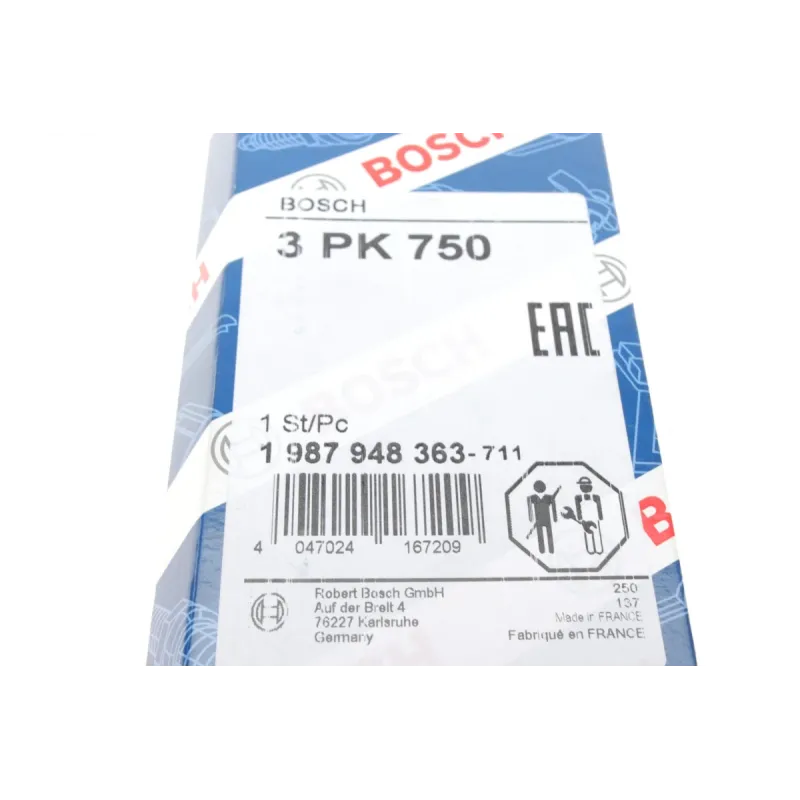 Ремінь генератора BOSCH 1 987 948 363 для Renault Kangoo/Clio II 1.2 16V 2001-, Dacia Logan/Sandero 1.2 16V 2006- (3PK750)