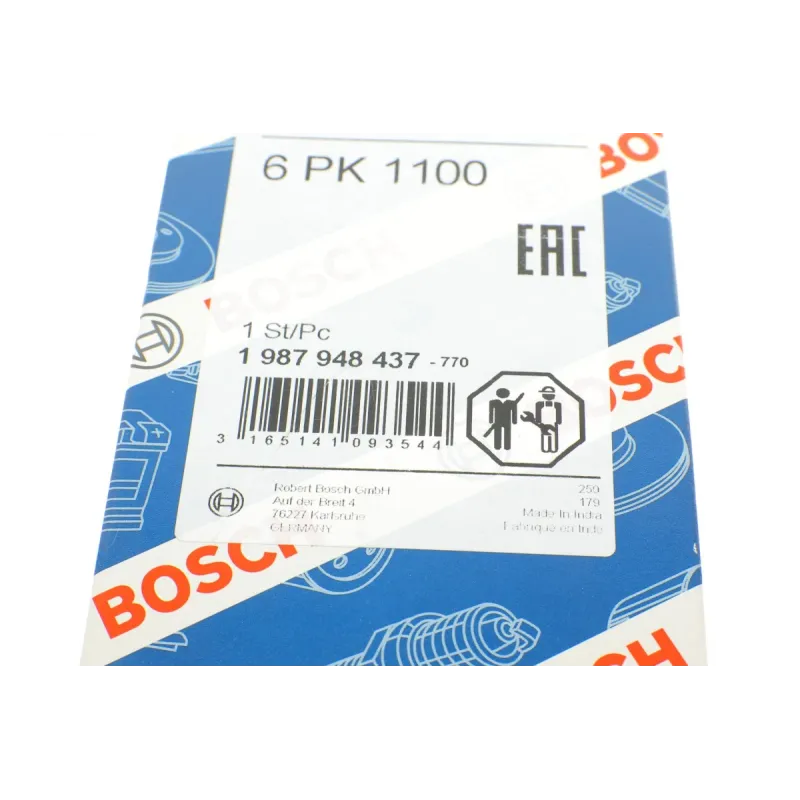 Ремінь генератора BOSCH 1 987 948 437 для Volkswagen Golf, Audi A4, Renault Espace 6PK1100