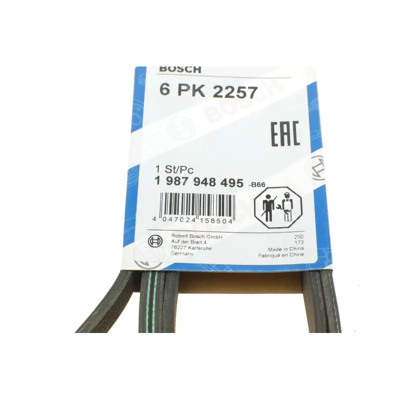 Ремінь генератора BOSCH 1 987 948 495 для Mercedes-Benz E-Class W124, G-Class W463 1989-1997, 6PK2257