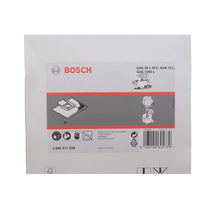 Мішки для пилу BOSCH 2 605 411 229 (5 шт.) для пилососа GAS 15