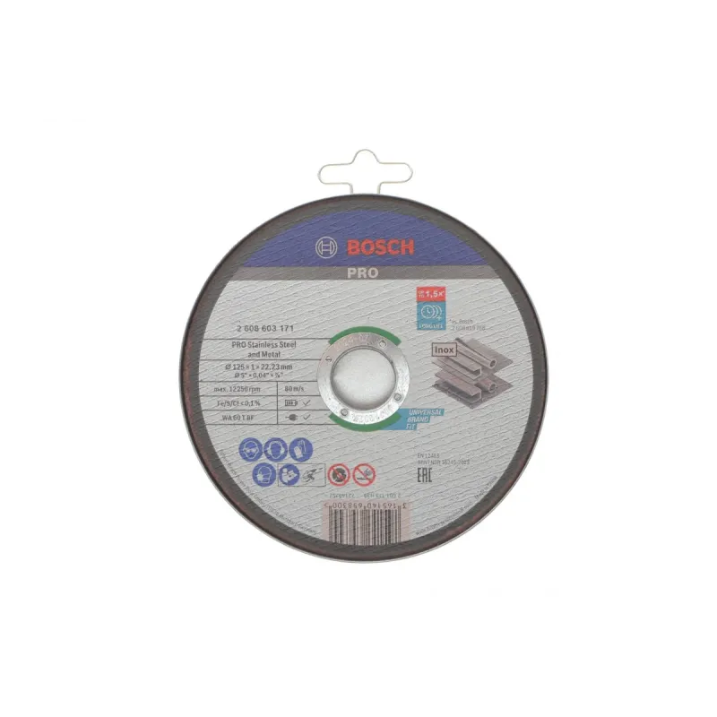 Круг відрізний BOSCH 2 608 603 255 для нержавіючої сталі та металу 125x1x22,23 мм (10 шт)