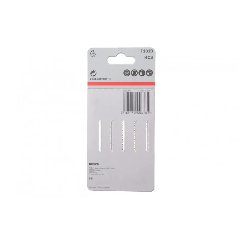 Полотно для лобзика BOSCH T101B Clean for Wood 2 608 630 030 (5 шт.)