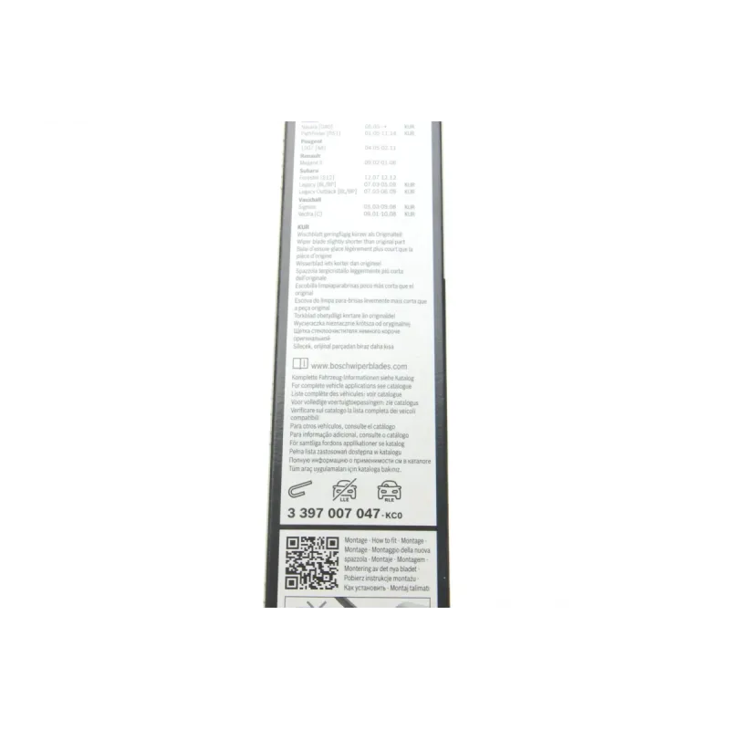 Щітки склоочисника BOSCH 3 397 007 047 безкаркасні (600/450мм) для Citroen C2, C3, Chevrolet Orlando