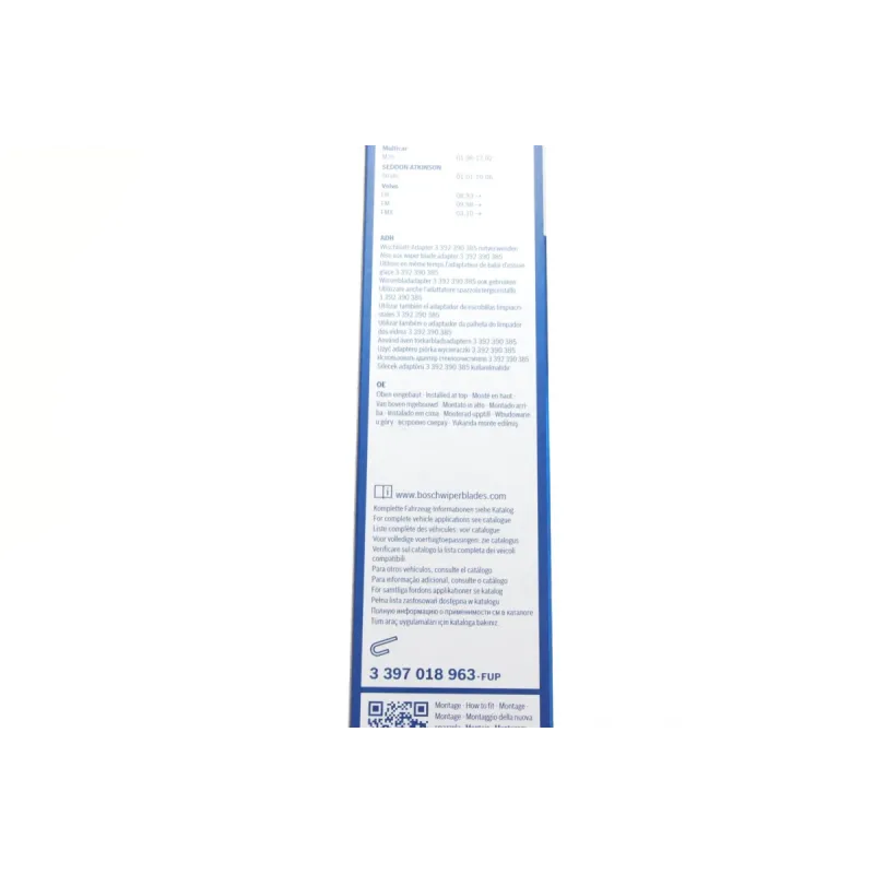 Щітка склоочисника BOSCH 3 397 018 963 для Mercedes-Benz Atego 98-, Iveco EuroCargo, MAN TGA/TGL 650 мм