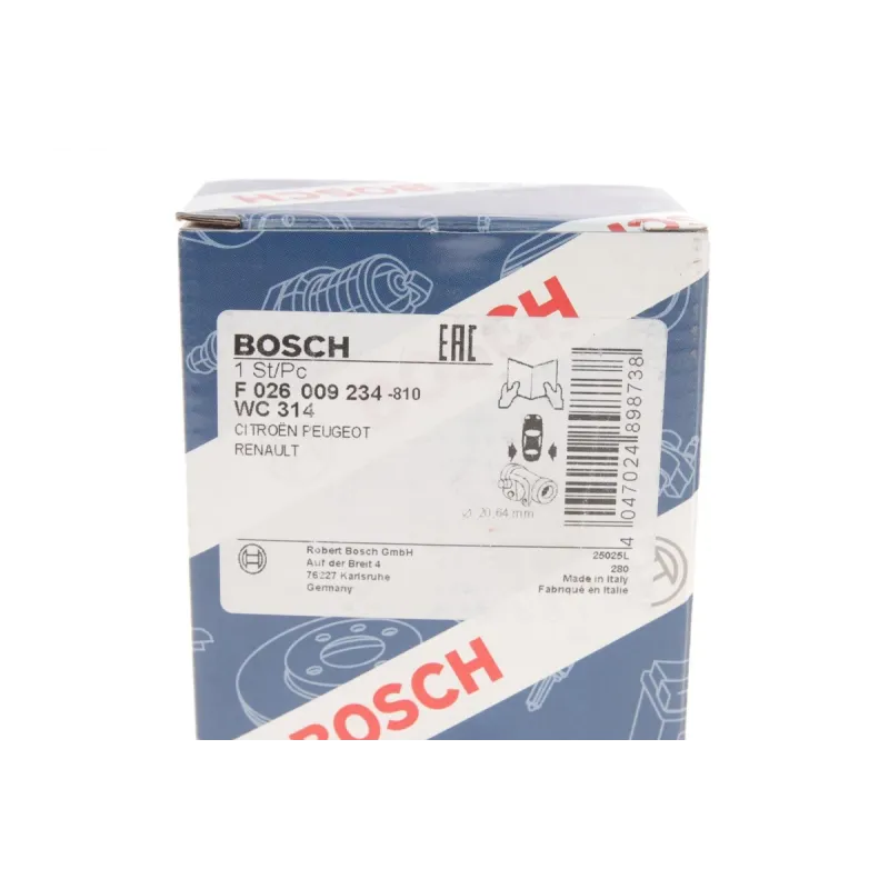 Циліндр гальмівний задній BOSCH F 026 009 234 для Peugeot 206 (2A/C) 1998-, діаметр 20.64 мм