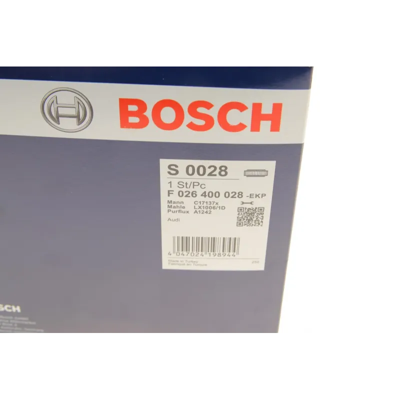 Фільтр повітряний BOSCH F 026 400 028 для Audi A6 2.7/3.0 TDI 2004-2011, 166x191.6 мм