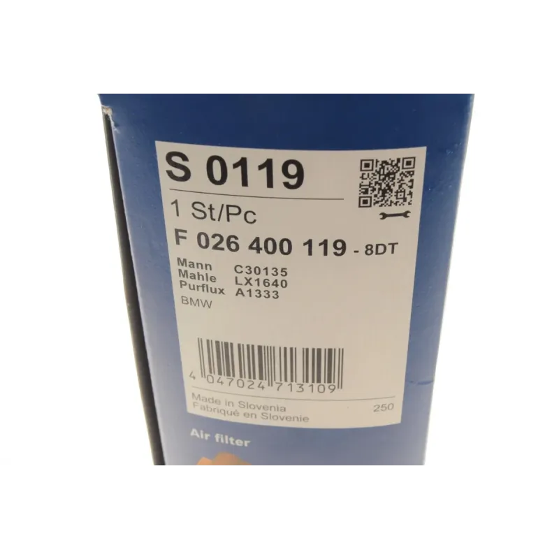 Фільтр повітряний BOSCH F 026 400 119 для BMW 3 (E90-E93)/X1 (E84) 301x235x65 мм
