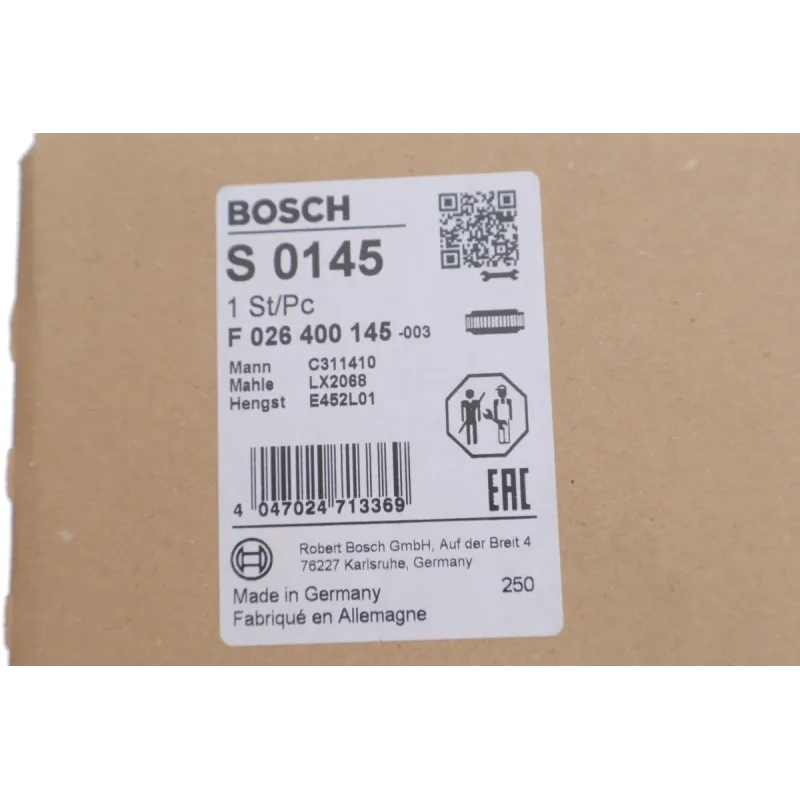 Фільтр повітряний BOSCH F 026 400 145 для Renault Magnum/Premium, Irisbus Ares, Mack Midlum (461x312x312 мм)