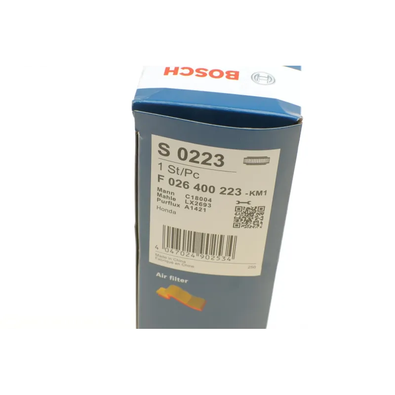 Фільтр повітряний BOSCH F 026 400 223 для Honda Jazz 1.2-1.5 2008-2015, Fit 1.3-1.5 2007-2015