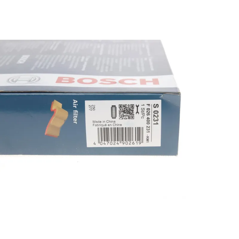 Фільтр повітряний BOSCH F 026 400 231 для Nissan Pixo, Suzuki Alto 1.0 2009-, 244x142x38.5 мм