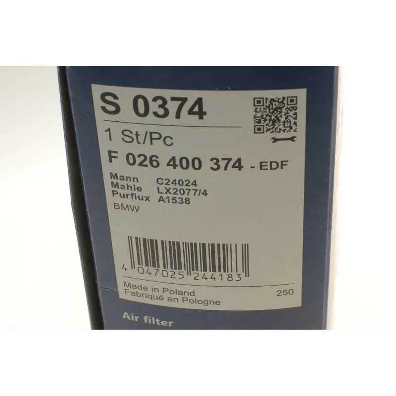 Фільтр повітряний BMW 1 (F21)/3 (F30/F80) 1.6/2.0D 12- (N47/B47)
