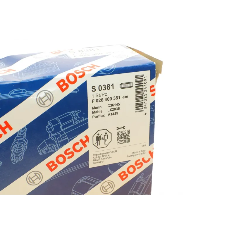 Фільтр повітряний BOSCH F 026 400 381 для BMW X5 (E70) 3.0 2007-2010, 355x243x38 мм