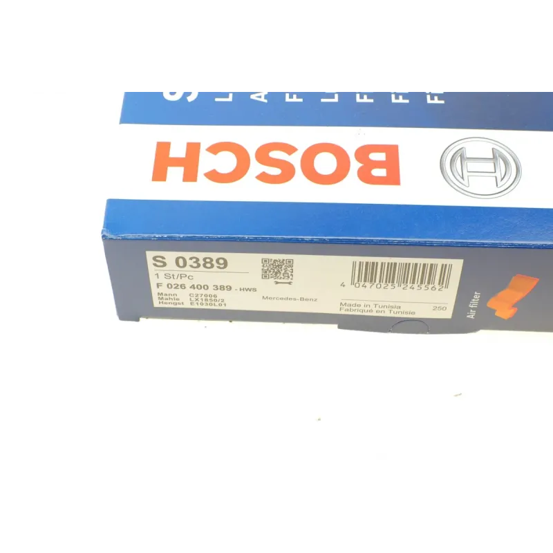 Фільтр повітряний BOSCH F 026 400 389 для Mercedes-Benz E-Class W211 2005-2008, 272x193x33.5 мм