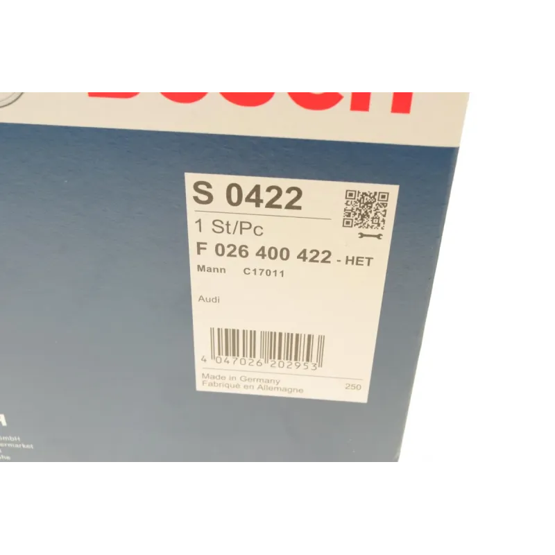 Фільтр повітряний BOSCH F 026 400 422 для Audi A4 B9 2.0 TDI 2015-, A5 2.0 TDI 2016-, Q5 FYB 2.0 TDI 2016-