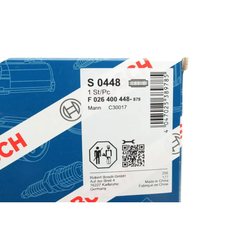 Фільтр повітряний BOSCH F 026 400 448 для Hyundai Santa Fe III 2.4 2012-, Kia Sorento II 2.4 2012-, 299x226.5x37.5 мм