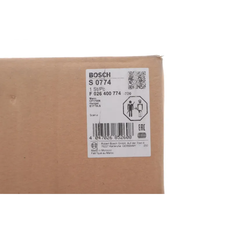 Фільтр повітряний BOSCH F 026 400 774 для Scania G-series, K-series, P-series, R-series, Touring (2003-2019)