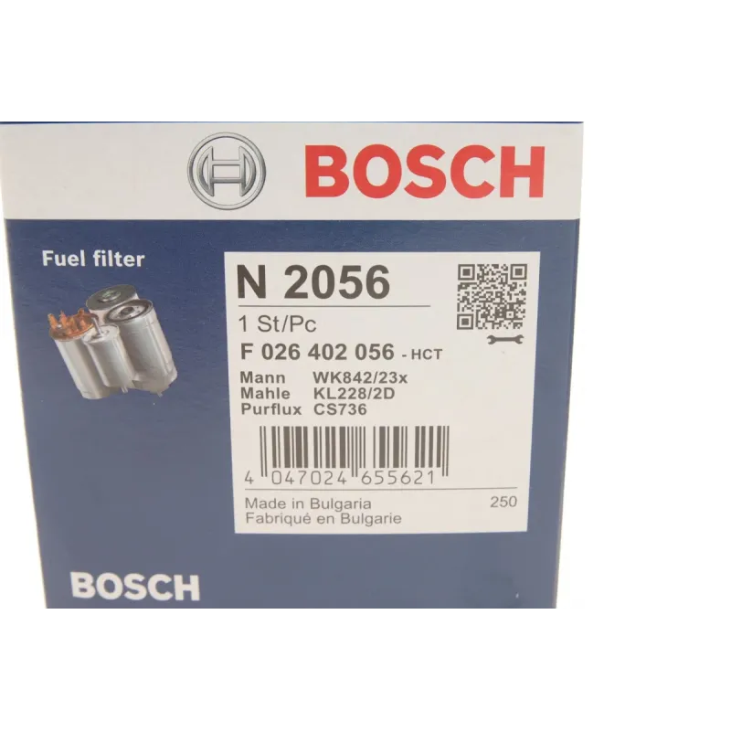 Фільтр паливний BOSCH F 026 402 056 для Mercedes-Benz Sprinter 906 2.2-3.0 CDI, діаметр 92 мм