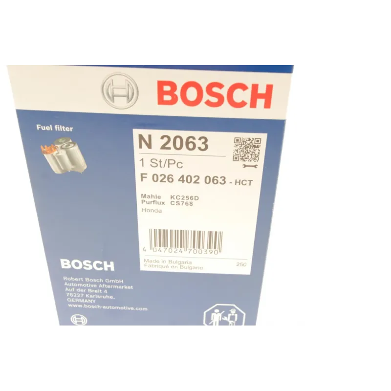 Фільтр паливний BOSCH F 026 402 063 для Honda CR-V III RE, Accord VII CM 2.2 i-CTDi 90 мм