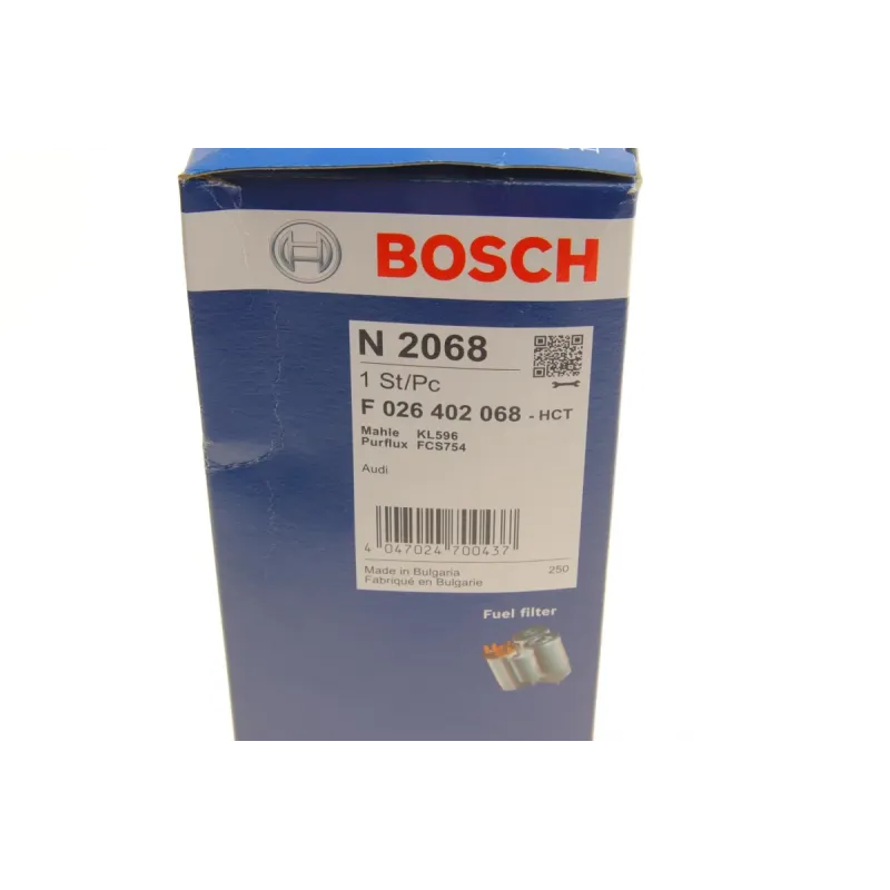 Фільтр паливний BOSCH F 026 402 068 для Audi A4 B8 2.0-3.0 TDI 2007-, магістральний, 250x55.5 мм
