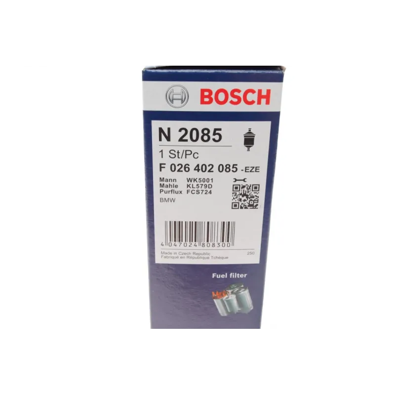 Фільтр паливний BOSCH F 026 402 085 для BMW 3 (E90) 2.0/3.0D 2004-2013, 250.5x55.1 мм