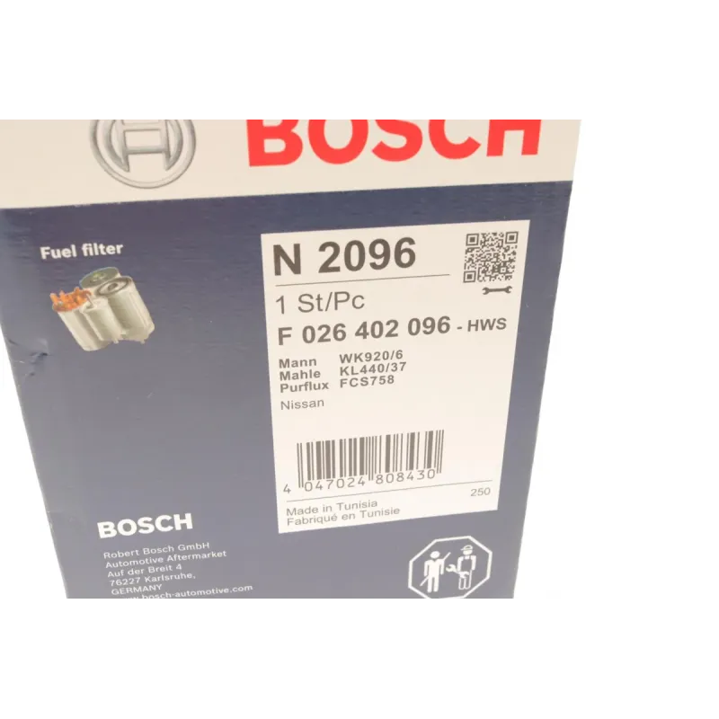 Фільтр паливний BOSCH F 026 402 096 для Nissan Navara D40, Armada R51 2.5 dCi 2005-