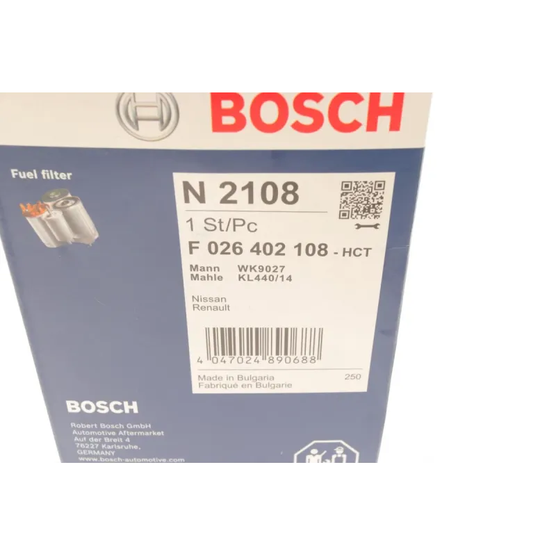 Фільтр паливний BOSCH F 026 402 108 для Nissan X-Trail T31, Renault Koleos HY 2.0 dCi 150 л.с. 2007-2013, 98 мм