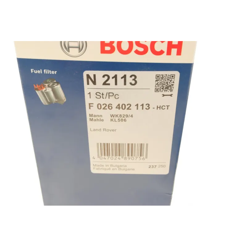 Фільтр паливний BOSCH F 026 402 113 для Land Rover Discovery III 2004-2009, Range Rover Sport 2005-, 187x86.5 мм