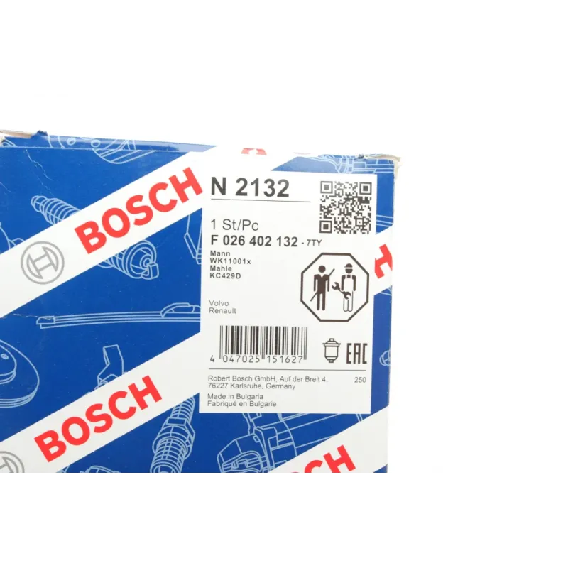 Фільтр паливний BOSCH F 026 402 132 для RENAULT TRUCKS KERAX/MAGNUM/PREMIUM 2, Volvo FH/FM 2005-, 160.5 мм