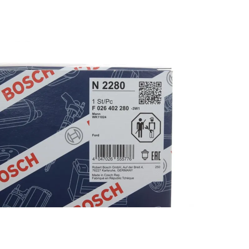 Фільтр паливний BOSCH F 026 402 280 для Ford Focus IV 1.5/2.0 EcoBlue 2018-, магістральний, діаметр 97.6 мм
